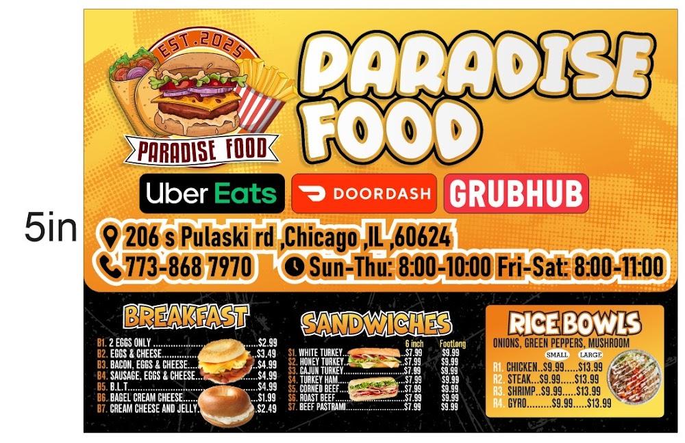 Paradise Food Menu image 1